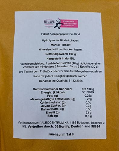 Kollagenpeptid vom Rind Hydrolysiertes Rinderkollagen (100% reines RINDER KOLLAGEN) 500 g Cover