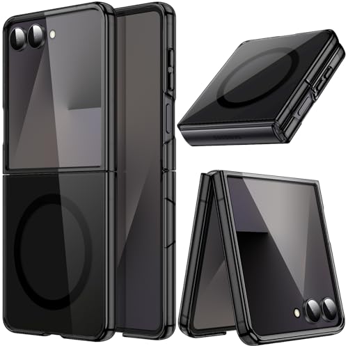 Image of JETech Magnetic Case for Samsung Galaxy Z Flip 7 2025 Compatible with MagSafe, Non-Yellowing Transparent Hard PC Protective Phone Cover, Anti-Scratch (Black)