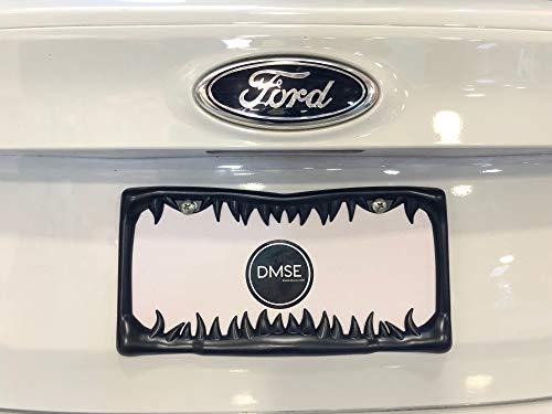 DMSE Universal Metal Shark Tooth Teeth Jaws License Plate Frame Cool Design For Any Vehicle (Black Sharks Tooth) - Thumbnail 2