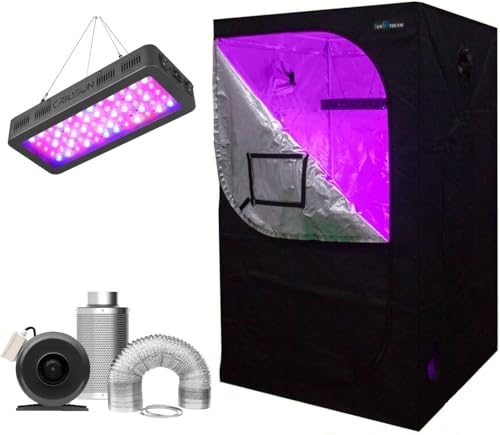 Sunstream Grow Tent Complete Kit Hydroponic Growing System LED 1000W Grow Light + 4"Carbon Filter Duct Combo + 60x60x140cm(24"x24"x56") Grow Tent (LED600w+60x60x140cm+4" Filter Combo)