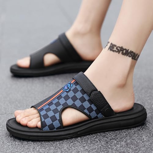 Checkered Sandals for Men Slip On Beach Slides Slingback Wide Platform House Slippers Slingback Strap Waterproof Lightweight No-Slip Chunky Sole Breathable Open Toes Design Summer Casual Walking Shoes4