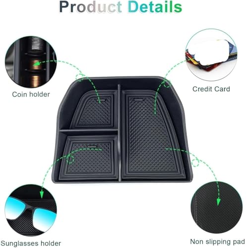 Boîte de rangement Megane console centrale avec tapis antidérapants - 6