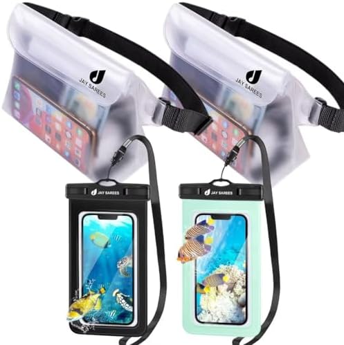 Waterproof Phone Pouch Fanny Pack, Cruise Essentials 4-Piece Set, Waterproof Bag for Beach Vacation Kayak Cruise Accessories,Waterproof Phone Case iPhone Water Protector Waist Pouch for Women Men-2