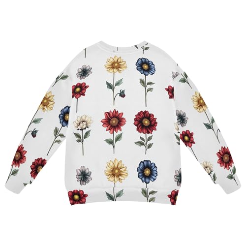 JUNZAN Vintage Dahlia White Kids Boys Hoodie Sweatshirt Crewneck Outerwear for Kids Sports 4T2