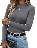 GRACE KARIN Merino Wool Sweaters for Women Lightweight Pullover Sweater Slim Fit Work Fall Outfits Grey