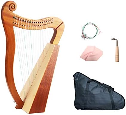 Celtic Irish Harp 19 Strings with Tuning Wrench and Carry Bag-Mahogany