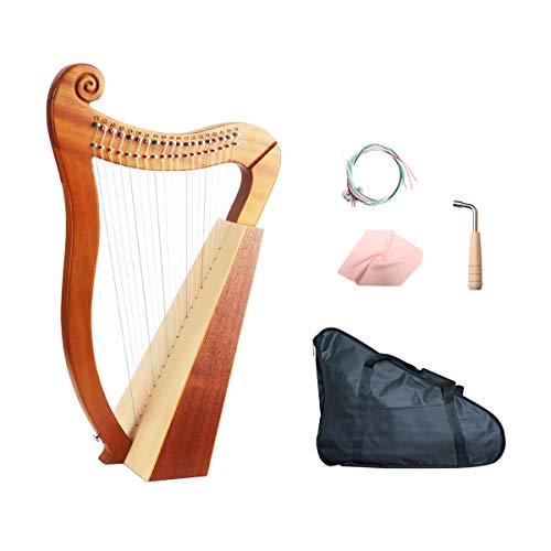 Celtic Irish Harp 19 Strings With Tuning Wrench And Carry Bag-Mahogany #TOP16