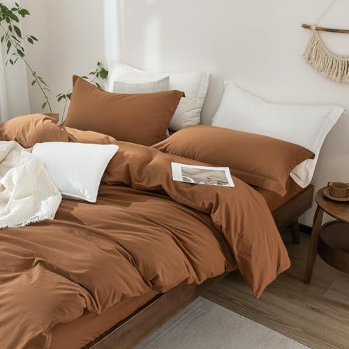 Warm Moment 3Pcs Dark Orange Super Queen Duvet Cover Set Washed Cotton by Warm Moment - Used condition - Image 3