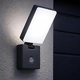 Miratic Applique da Esterno con Sensore di Movimento PIR 4000K 10W Luce Bianca Neutra 800lm Lampada da Esterno Ideale per Terrazza Balcone Giardino IP65 (grigio)