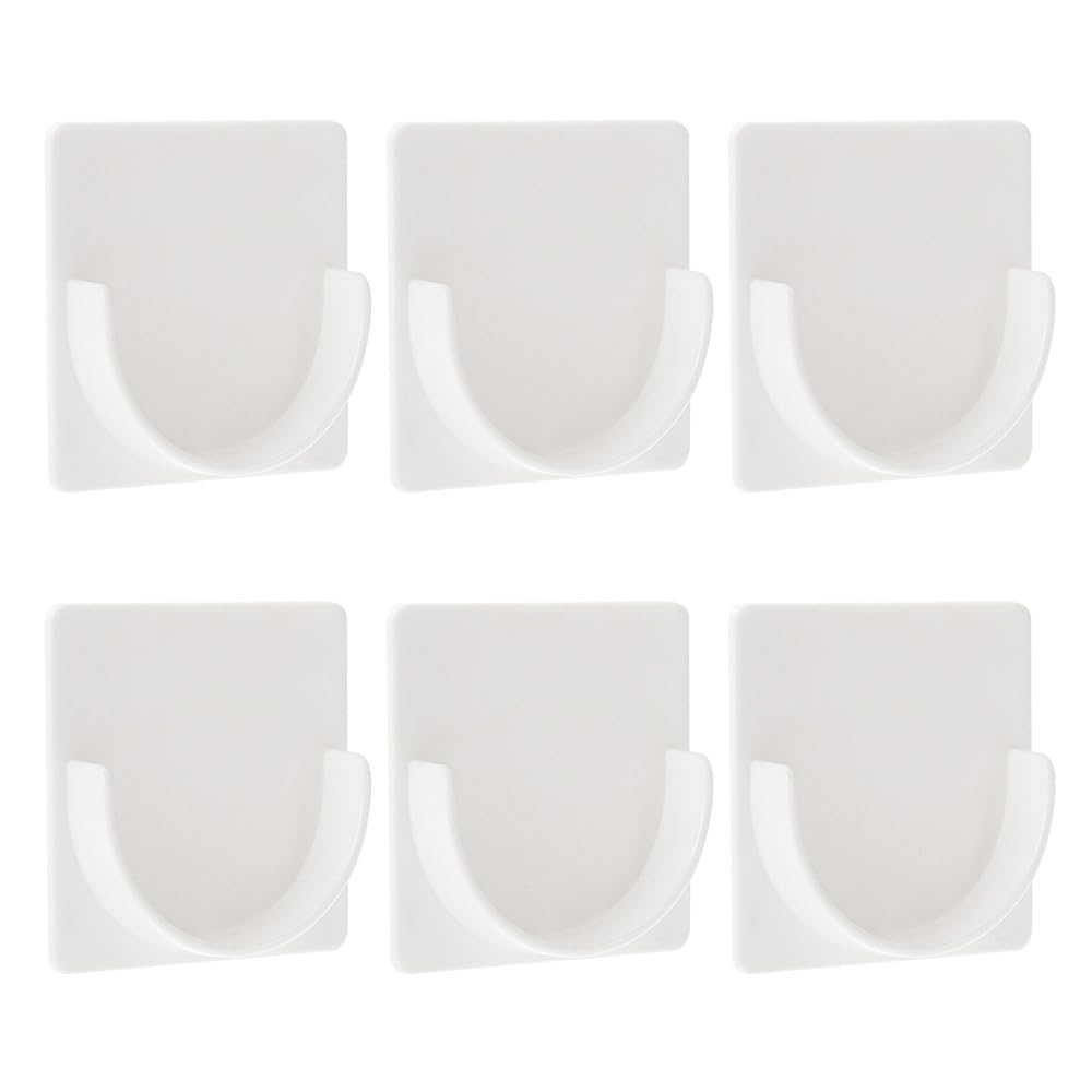 Mioyoow Shower Curtain Rod Holder, 6Pcs No Drilling Shower Curtain Tension Rod Holder Self Adhesive Curtain Pole Retainer For Bathroom Wardrobe