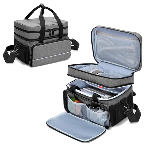 Image of CURMIO CPAP Travel Bag Storage Case Compatible with ResMed AirSense 11, AirSense 10, AirSense 10 Elite, AirStart 10, Philips Dreamstation, 3B Medical Luna G3, and XT Fit, Gray (Patented Design)