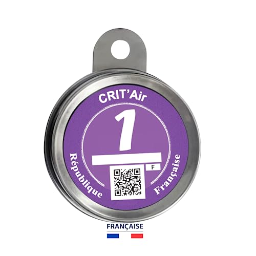 BLAUBODY - Mini Porte Vignette Crit Air Moto Gris Titane Chromé | Modèle à Clips (Aucune VIS) - Support de Vignette Critair Moto Equipement Accessoire Moto Scooter Mobylette Quad ATV ✪Marque Française✪ Garantie