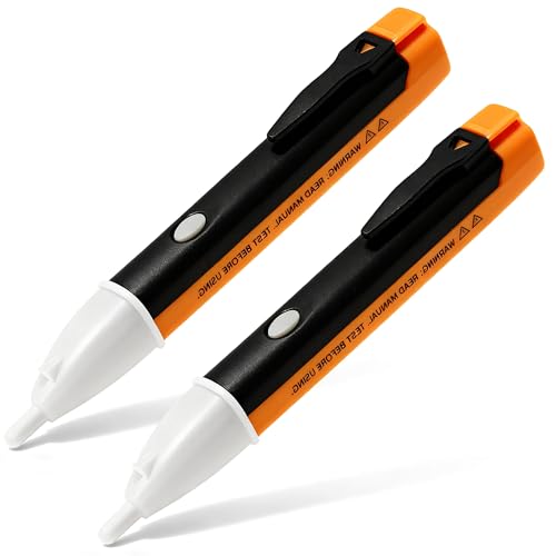 AFIODA Electric Tester Pen 2 Pack, Non-Contact Voltage Detector 90V-1000V, Electrical Tester Pen with LED Flashlight & Buzzer Alarm, Live Wire Finder Tool