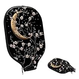 KUJKBFWJ Pickleball Paddle Cover, Universal Case Size Racket Sleeve with Zipper, Cherry Moon, Compatible with Most USAPA Standard and Elongated Pickball Paddles
