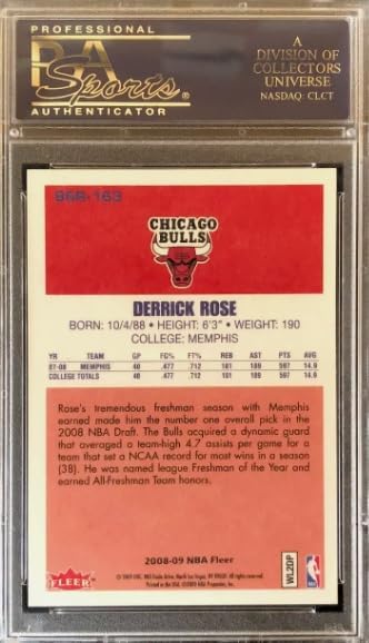 2008-09 Fleer Retro Rookies 1986-87 Derrick Rose Graded PSA 9 Mint Basketball Rookie Card #163