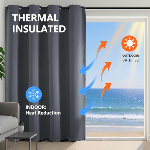 Image of Simplebrand Grey Curtains for Bedroom 54 Inch Length 2 Panels Set, Room Darkening Thermal Insulated Energy Saving Curtains for Nursery, Grommet Solid Soft Window Treatment Drapes, W40 x L54