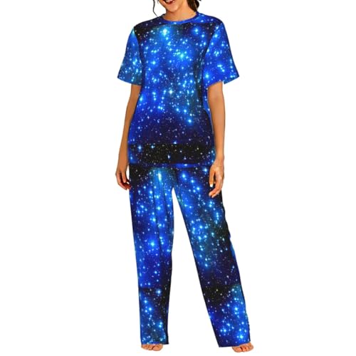 Pyjama t-shirt doux manches courtes bleu brillant résolvant l'inconfort nocturne