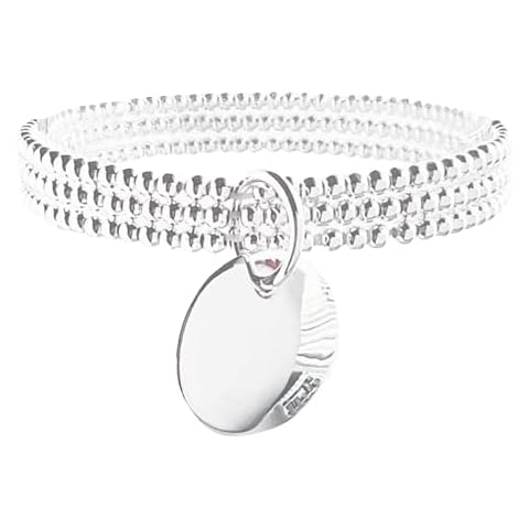Peach Bomb Beaded Silver Bracelet with Charm Cover