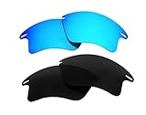 2 Pairs Polarized Replacement Sunglasses Lenses for Oakley Fast Jacket XL with UV Protection(Black and Ice Blue Mirror)