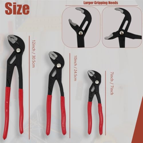 Conjunto de alicates de junta de ranhura de ajuste rápido 17,8 cm, 25,4 cm, 30,5 cm, alicates para b