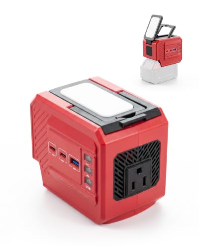 YETOKING 220W Power Inverter Compatible with Milwaukee M18 Batteries | 120V AC Outlet, 2 USB-C...