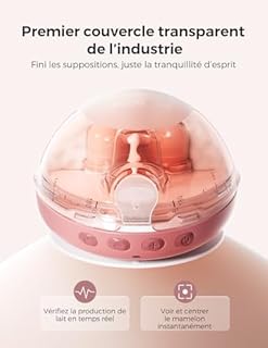 Momcozy Air 1 Tire-Lait Ultra-Fin, Tire-Lait Portable Mains Libres avec Étage de Chargement sans Fil & Contrôle par Application avec Mode Auto & Alerte de Remplissage, Dessus Transparent