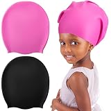 Swimming Cap 2 Pack Silicone Swim Cap for Braids and Dreadlocks Girls Silicone Waterproof Swim Cap S