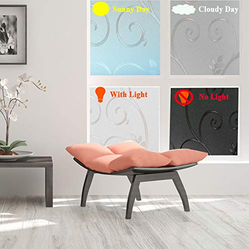 3D Flower Privacy Window Film,Frosted Decorative Glass Door Film,No Adhesive Stained Glass Window Decor,Static Cling Heat Control Anti Uv For Home And Office,35 Inches By 118 Inches #TOP5