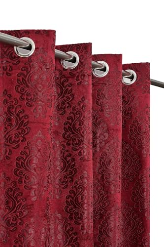 Purav Light Velvet Curtain 8 Feet Long|Thermal Insulated Curtains for Door, 70% Room Darkening Drapes for Living Room, Bedroom, Office, Maroon - 1 Piece|Perfect for Home Decor