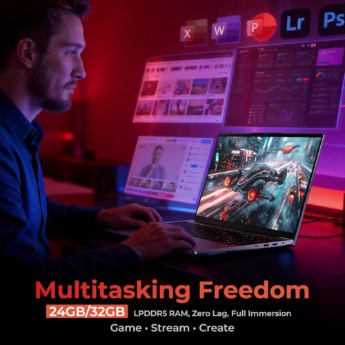 Image of 2026 15.6 inch FHD Gaming Laptop: AMD Ryzen 7 6800H 45W TDP, 32GB RAM, 1TB NVMe SSD, Windows 11 Pro, Keyboard, 6 Ports, Lightweight 3.5lb for Gaming, Students, Programming, Video Editing