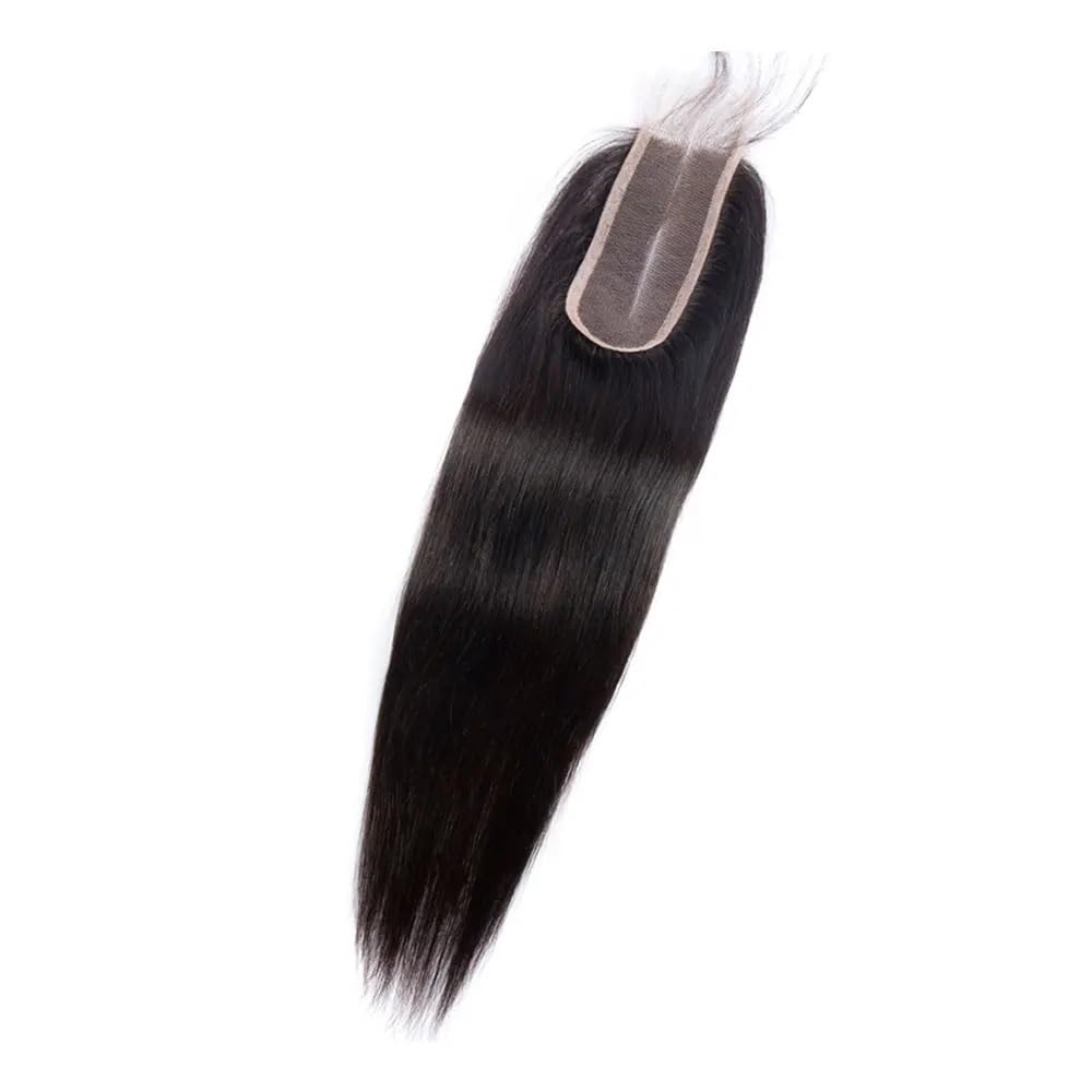 5 x 15 cm HD Swiss Lace Closure włosy gładkie, naturalna linia włosów, ludzkie włosy, naturalny czarny kolor, przedłużenie włosów (50 cm)