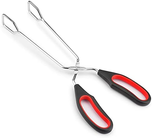 D Scissor Tongs for Cooking, Metal Kitchen Tongs 11 Inches, Long Tongs for Grilling, Food, Barbecue, Heavy Duty Serving Tongs for Buffet