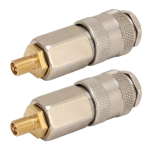 aqxreight Lot de 2 Adaptateurs de Compresseur d'air Portables, Filetage Mâle en Acier Robuste vers Valve Américaine, Coupleur à Connecteur Rapide 3 en 1 pour Gonfleur de Pneu, Adaptateur