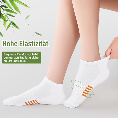 Effeet Bambus Sneaker Socken Damen 6/12 Paar, Atmungsaktive Gepolsterte Sportsocken Laufsocken, Anti Schweiß Kurze Socken Damen 39-42 35-38 Bunt, Geschenke für Frauen Sommer, Mehrfarbig Weiß 39-42