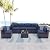 Kullavik 7 Pieces Outdoor Patio Furniture Set,PE Wicker Rattan Sectional Sofa Patio Conversation Sets with Tempered Glass Table,Navy Blue