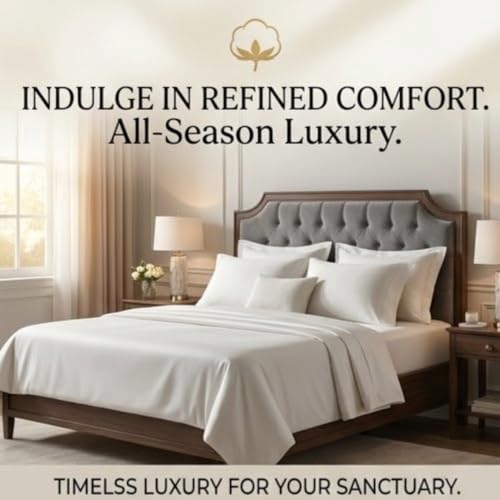 Image of Egyptian Cotton Feel King Size Flat Bedsheet with 2 Pillow Covers | 1000 TC Soft & Breathable | White Solid Pattern for Bedrooms and Hotels Use (Size: 102 x 108 Inch)