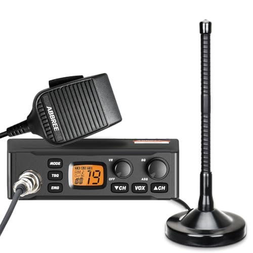 ABBREE CB Radio with Magnetic Mount Antenna for Truckers Long Range AM FM Professional CB Radios Compact Design Instant Emergency Channel 9/19 Full 40 Channels Handheld Mic LCD Display VOX
