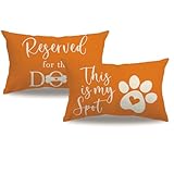 2Pack Dog Lumbar Pillow Covers - Double-sided Printed Orange Paw Decor Cushion Cover - 12'20' For Dog Lovers