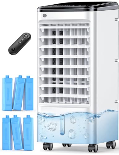 Image of CENSTECH Windowless Portable Air Conditioners w/6Ice Packs, 4Modes&3Speeds, 600Sq.ft Swamp Cooler, Dual Tank for 15H Cooling, 12H Timer, 26Ft Remote, 65°Swing Evaporative Air Cooler for Bedroom Indoor