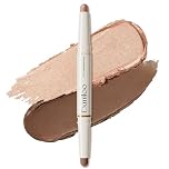 EXMILOO Double-Ended Eyeshadow Stick, Two Coordinated Shades for Quick Everyday Eye Looks, Matte & Shimmer Duo, Beginner-Friendly, Waterproof, Long-Lasting & Easy to Blend, Taupe Twilight