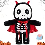 Houwsbaby 12” Demon Skeleton Plush Toy, Bones Devil Stuffed Animal with Red Cloak,Halloween Party Decoration,Creative Present for Boys Girls Kids Teens