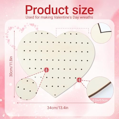 3 Pack 13 Inch Wreath Boards Valentine\'s Day Heart Wreath Frames for Craft Heart Shaped Wooden Wreath Frame Floral Wreath Form Wood Wreath Base for DIY Crafts Valentine Weddings Floral Decorations - Thumbnail 2
