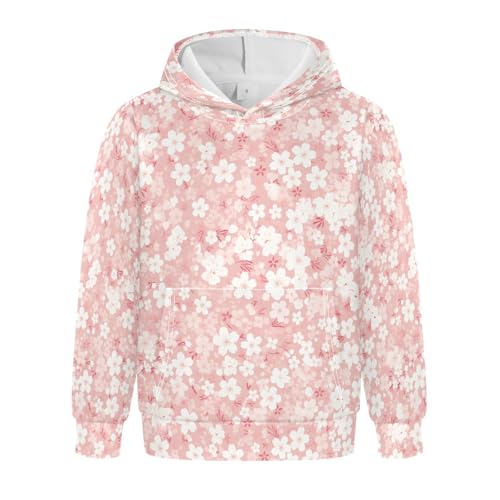 KLL Cherry Blossoms Toddlers and Boys' Sweatshirt Crewneck Hoodie with Kangaroo Pocket