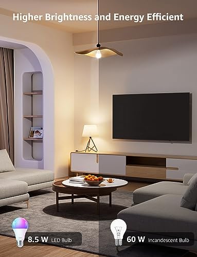 Lepro Smart Bulb E27, B1 Colour Changing WiFi Bulbs, Music Sync, Voice Control, AI Mood Recognition, 16 Million Colors, 806lm,Smart Screw Bulb Work with Alexa,Google Assistant App,2 Packs