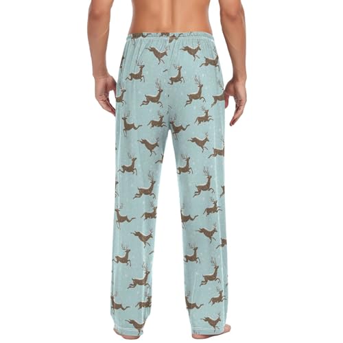ALAZA Brown Deer Snowflake Christmas Men's Pajama Pants Lounge Pants Sleep Pajama Pant Bottoms2