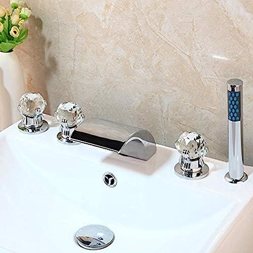 Robinet de baignoire cascade à 5 pièces avec douchette à main rétractable