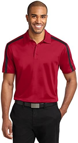 Port Authority Men's Silk Touch Performance Colorblock Stripe XL Red/Black