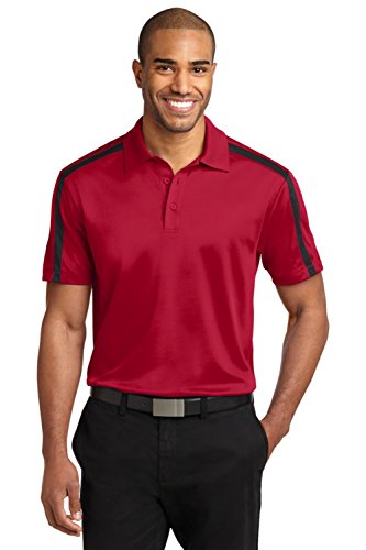Port Authority Men's Silk Touch Performance Colorblock Stripe Xl Red/Black #TOP17