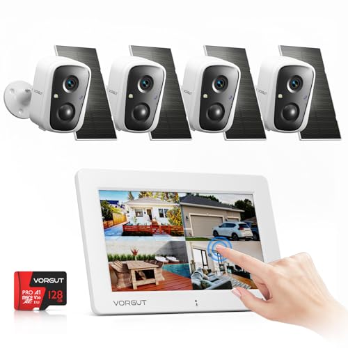 Amazon.co.jp: VORGUT 防犯カメラ 屋外 ソーラー モニター付き 4台