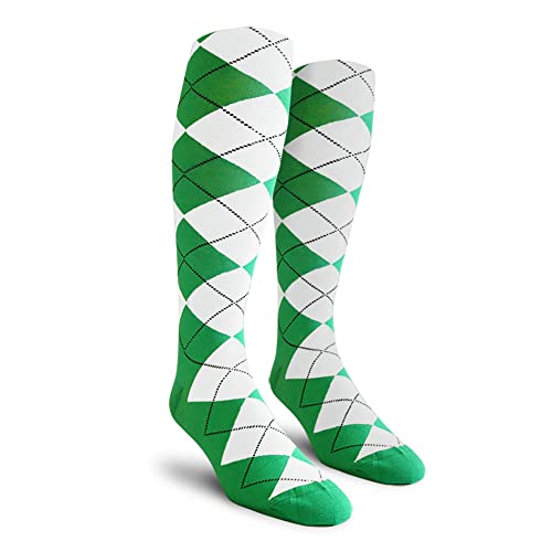Golf Knickers Colorful Knee High Argyle Cotton Socks For Men Women And Youth - Lime/White - Mens #TOP6